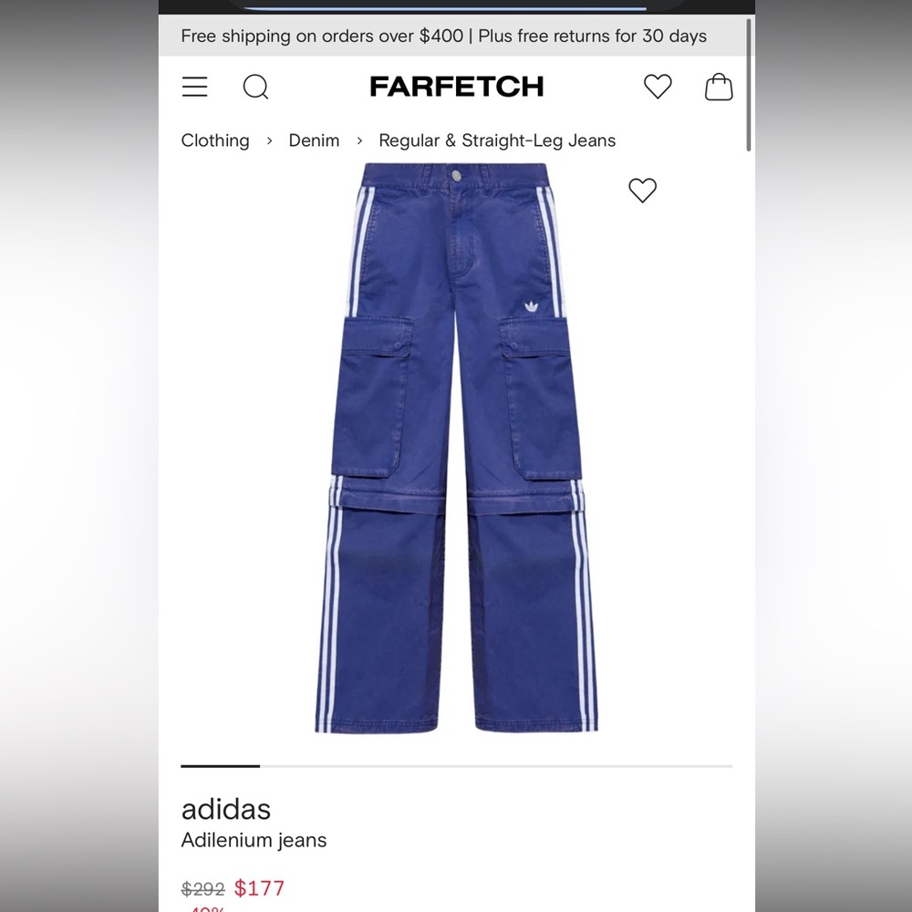 Unique Adidas zip off jeans purple white stripe